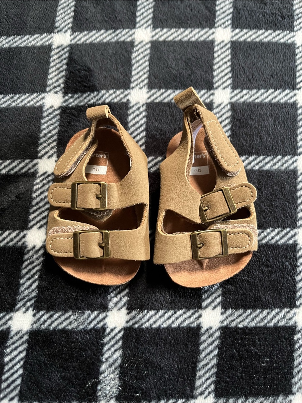 NWOT Carter's Tan newborn Sandals - Soft Open-Toe Straps